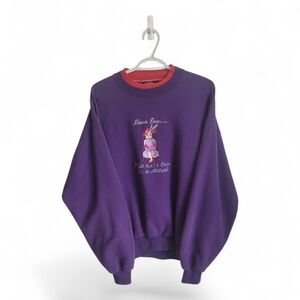 Vintage Jerzees Purple Grandma Sweatshirt with Red Double Collar Grandmacore